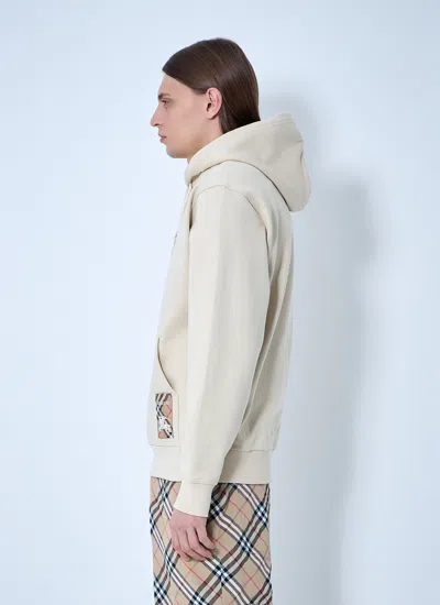 Burberry Men Logo Patch Hooded Sweatshirt In Neutral