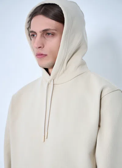 Burberry Men Logo Patch Hooded Sweatshirt In Neutral