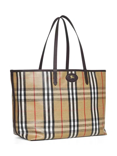 Burberry Womens Highlands Medium Cotton-blend Tote Bag Sand In Multi