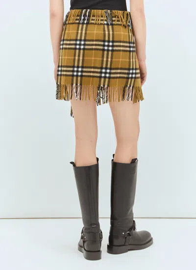 Burberry Wool And Cashmere Check Scarf Style Skirt In Brown