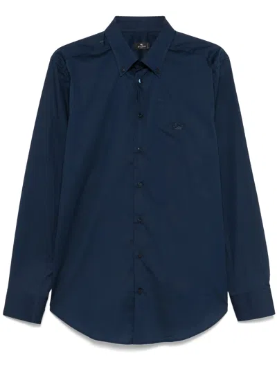 Etro Relaxed Button-down Collar Long Sleeve Shirt In Blue