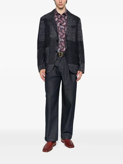Etro Cotton Shirt With Paisley Print In Purple