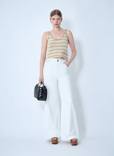 Chloé Women Cropped Logo Tank Top In Brown