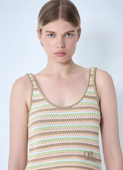 Chloé Women Cropped Logo Tank Top In Brown
