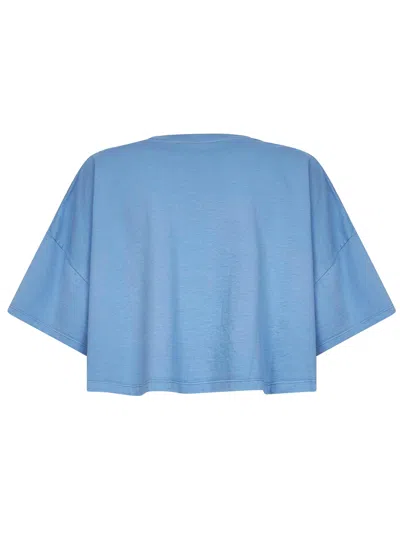 Chloé Women Light Blue Jersey Cropped Logo T-shirt In Blue