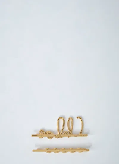 Chloé Chloe Women Gold Metal Chloe Iconic Hair Clips In Metallic