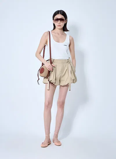 Chloé Embroidered Ribbed Cotton Tank