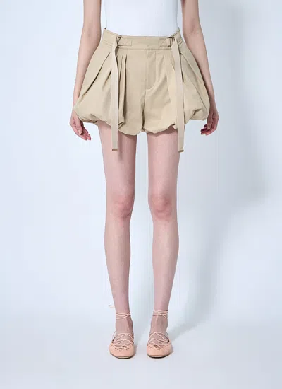 Chloé Balloon Cotton Shorts With Lateral Adjustable Straps In Neutral