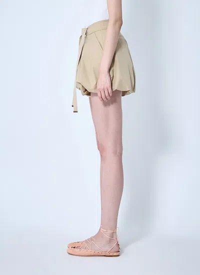 Chloé Balloon Cotton Shorts With Lateral Adjustable Straps In Neutral