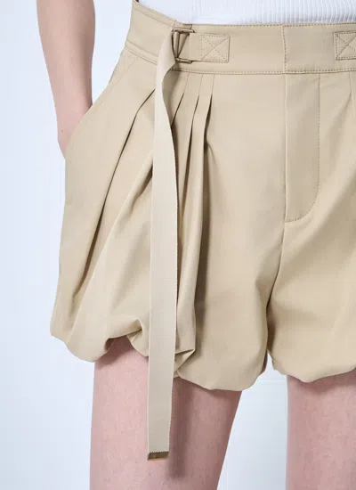 Chloé Balloon Cotton Shorts With Lateral Adjustable Straps In Neutral