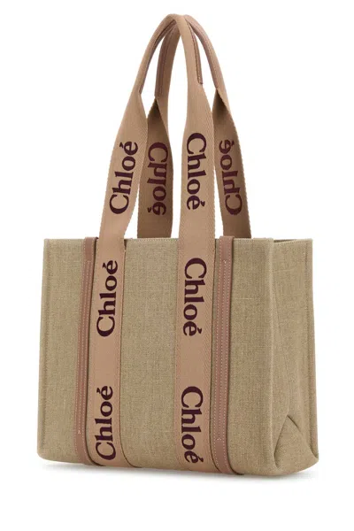 Chloé Chloe Women Multicolor Linen Woody Shopping Bag