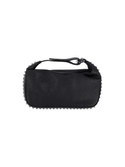 Christian Louboutin Funky Empire Spike Dopp Leather Top Handle Pouch In Black