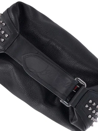 Christian Louboutin Funky Empire Spike Dopp Leather Top Handle Pouch In Black