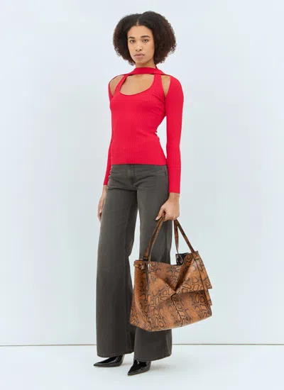 Coperni Women Snake Print Belt Cabas Bag