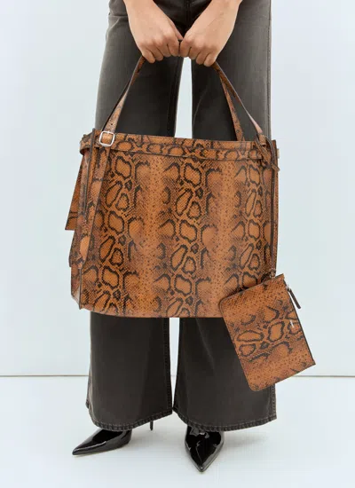 Coperni Women Snake Print Belt Cabas Bag
