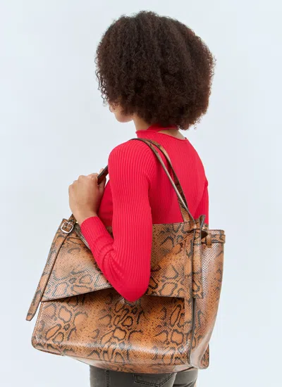 Coperni Women Snake Print Belt Cabas Bag