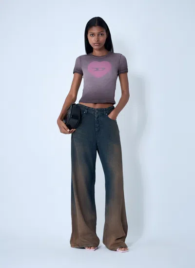 Diesel 1996 D-sire Jeans In Medium Blue With Faded Effect Women In Brown