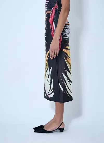 Diesel Printed Pattern Midi Skirt With Asymmetric Hem In Black