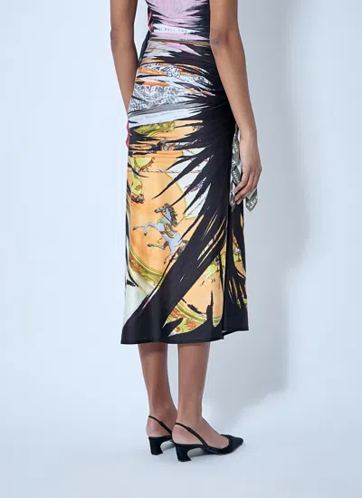 Diesel Printed Pattern Midi Skirt With Asymmetric Hem In Black