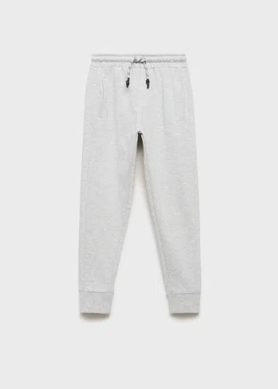 Mango Drawstring Jogger Trousers Medium Heather Grey In Gray