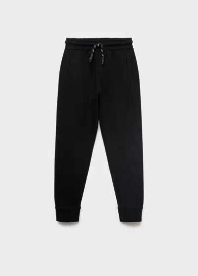Mango Drawstring Jogger Trousers Black In Black