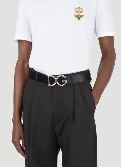 Dolce & Gabbana Men Logo Plaque Belt In Blue