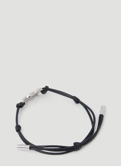 Dolce & Gabbana Men Monogram Plaque Cord Bracelet In Black