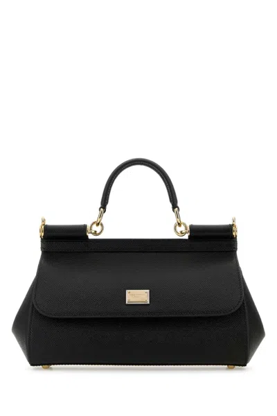 Dolce & Gabbana Sicily Medium Leather Handbag In Black