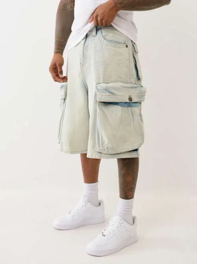 True Religion Men's Mikey Baggy Af Exaggerated Cargo Shorts