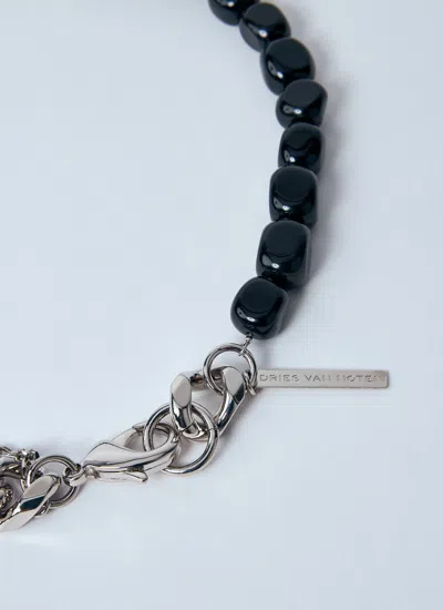 Dries Van Noten Men Bead-and-chain Necklace In Black