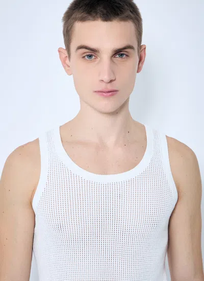 Dries Van Noten Men Merit Knit Tank Top In White