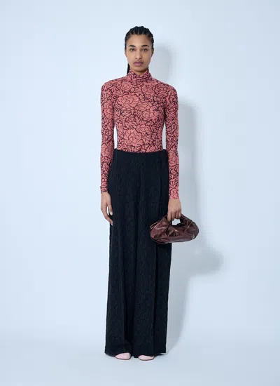 Dries Van Noten Stretch Tulle Turtleneck Knitwear Multicolor In Pink