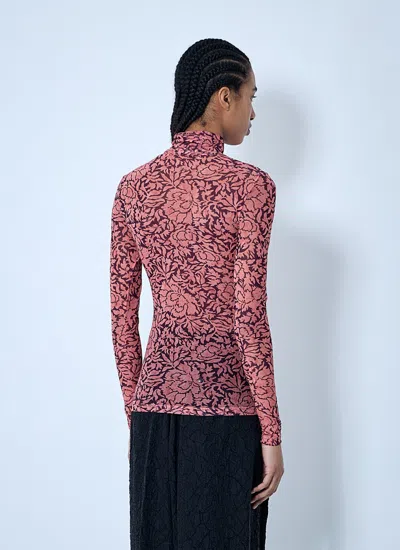 Dries Van Noten Stretch Tulle Turtleneck Knitwear Multicolor In Pink