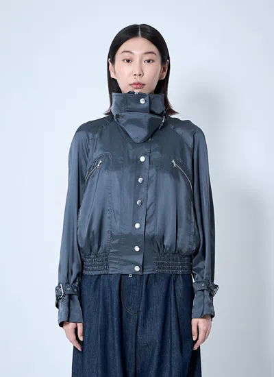 Dries Van Noten Women Satin Bomber Jacket In Blue