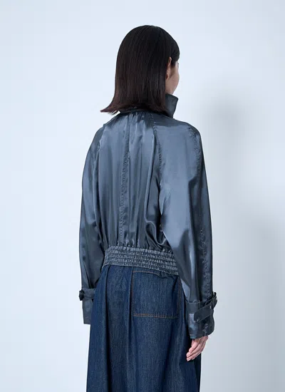 Dries Van Noten Women Satin Bomber Jacket In Blue
