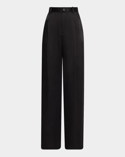 Lapointe Mid-rise Pleated Relaxed Straight-leg Doubleface Satin Pants