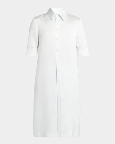 Jil Sander Short-sleeve Long Fitted Button-down Shirt