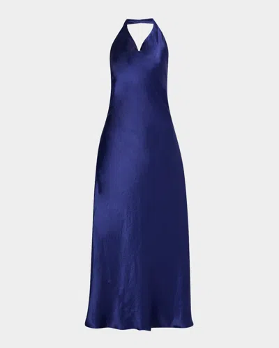 Vince Cowl Neck Satin Halter Dress