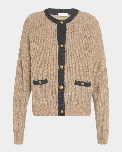 Brunello Cucinelli Wool-mohair Pailette Bicolor Cardigan