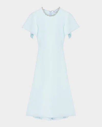 Alexander Mcqueen Crystal Neck Short-sleeve Knit Midi Dress