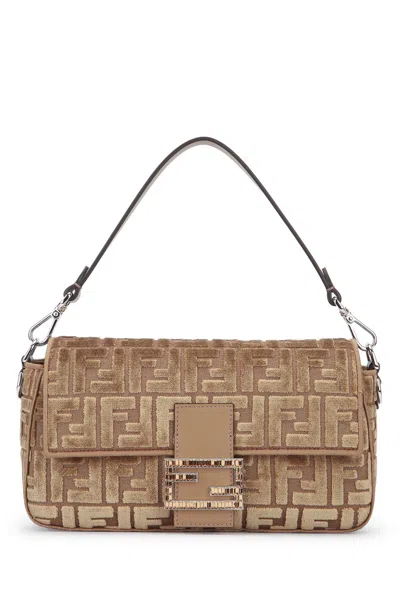 Fendi Women Baguette Velvet Marrone