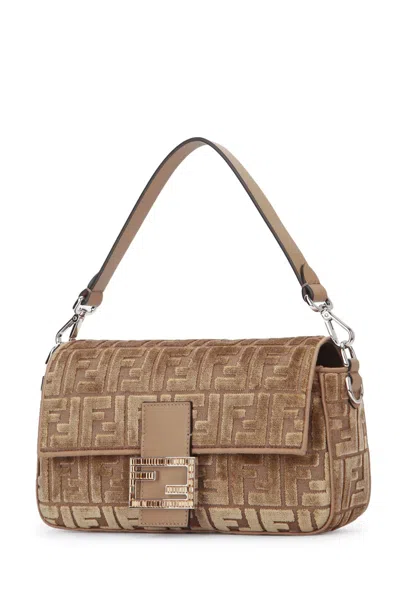 Fendi Women Baguette Velvet Marrone