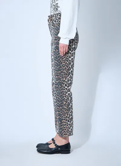 Ganni Leopard Print Jeans In Animal Print