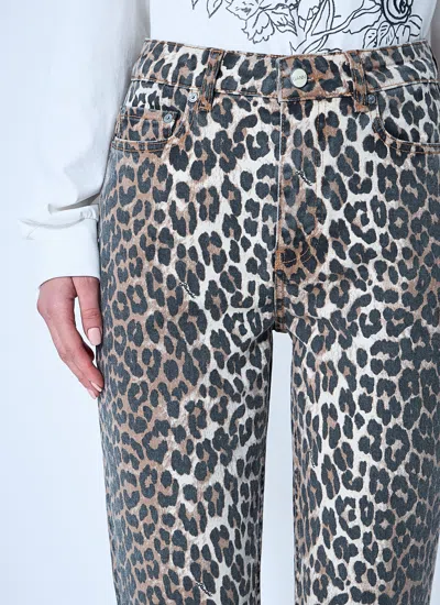 Ganni Leopard Print Jeans In Animal Print