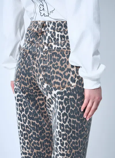 Ganni Leopard Print Jeans In Animal Print