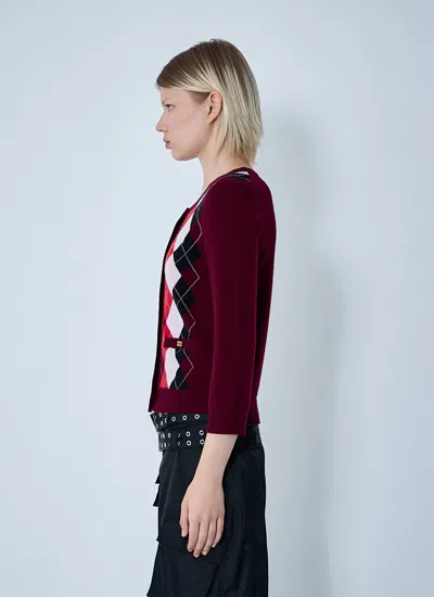 Ganni Multicolor Crewneck Cardigan With Jewel Buttons And Gemetric Motif On The Front In Multi