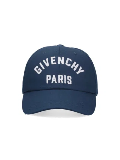 Givenchy Embroidered Cap With Curved Brim And Metal Buckle In Blue