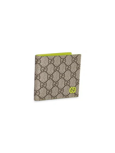 Gucci Men Beige Gg Bi-fold Wallet In Gray