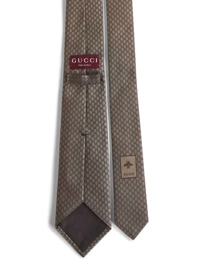 Gucci Men 'gg' Tie In Brown