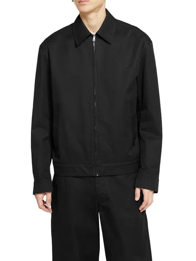 Gucci Black Jacket With Classic Collar And Web Motif On The Waist In Cotton Man In Black